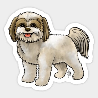 Dog - Shih Poo - Cream and Tan Sticker
